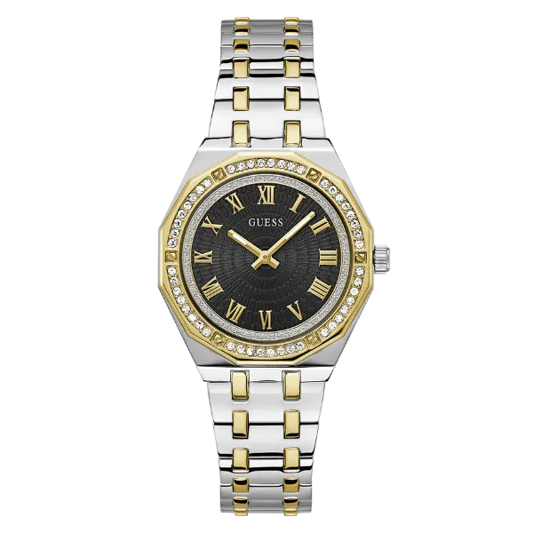Guess Desire Two-Tone Stainless Steel Black Dial Quartz Watch for Ladies - GW0770L4
