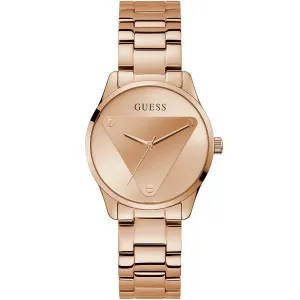 Guess Emblem Rose Gold Stainless Steel Rose Gold Dial Quartz Watch for Ladies - GW0485L2