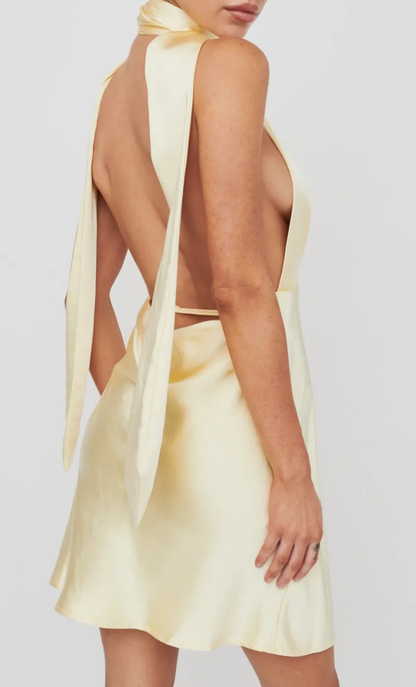 Halter V Neck Mini Flare Dress