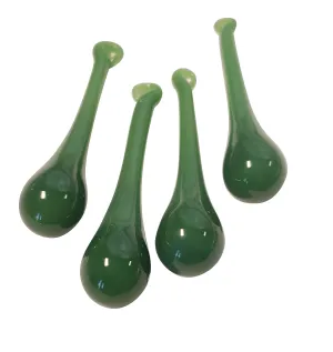 Handmade Opaline Jade Dark Green Glass Drops for Chandelier Crystals, Pack of 4