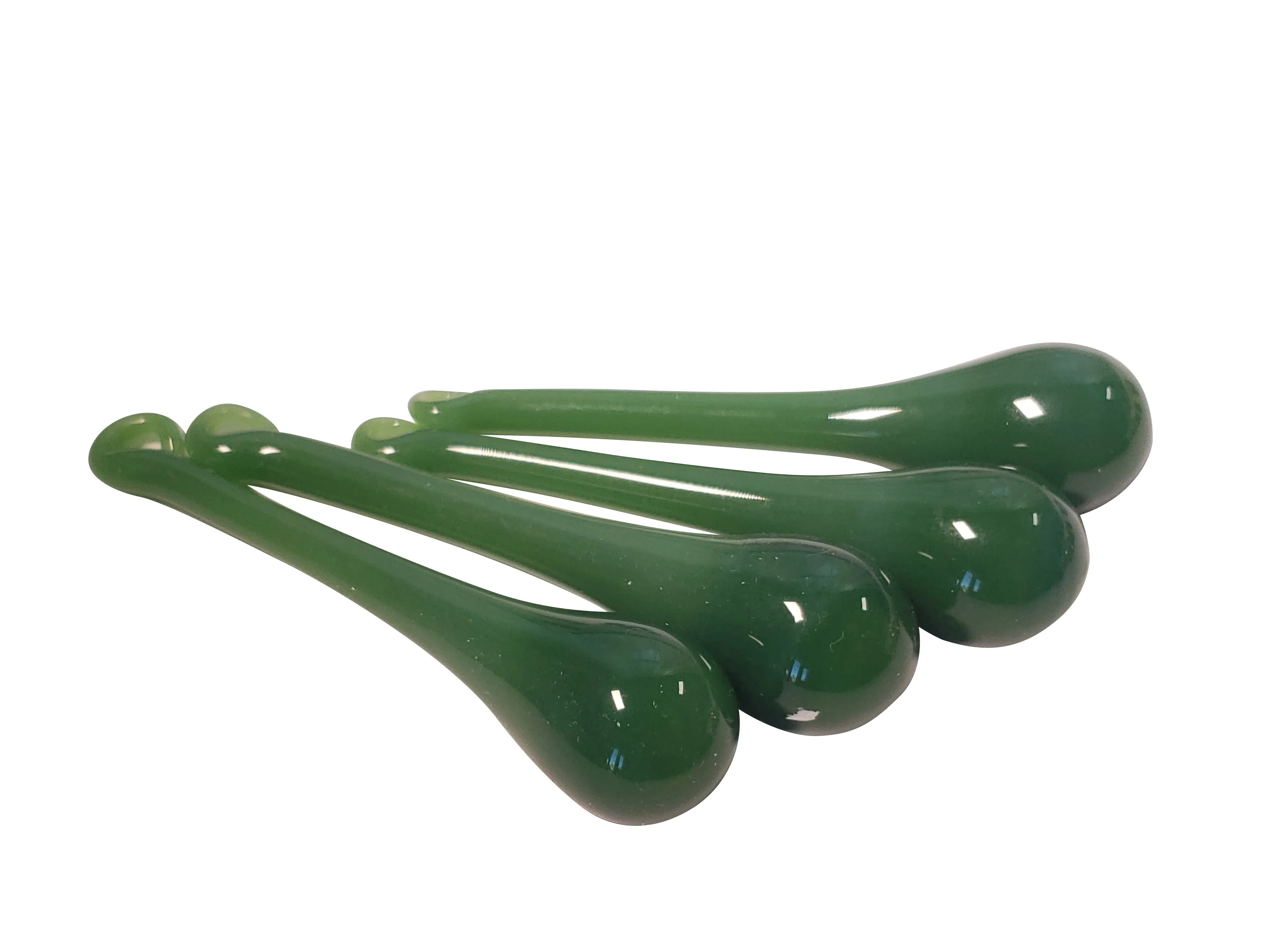 Handmade Opaline Jade Dark Green Glass Drops for Chandelier Crystals, Pack of 4