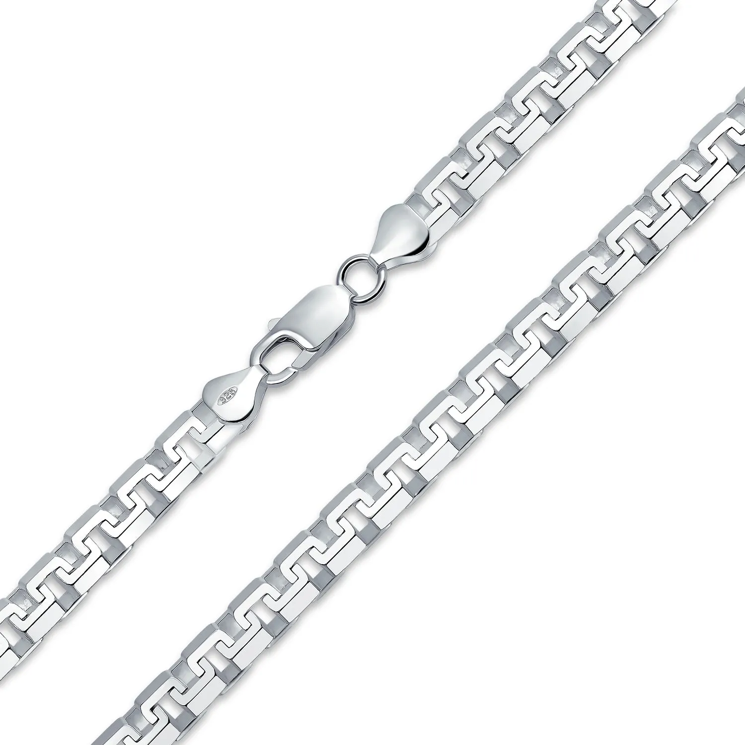 Heavy Solid .925 Sterling Silver Franco Square Link Gauge Necklace For Men