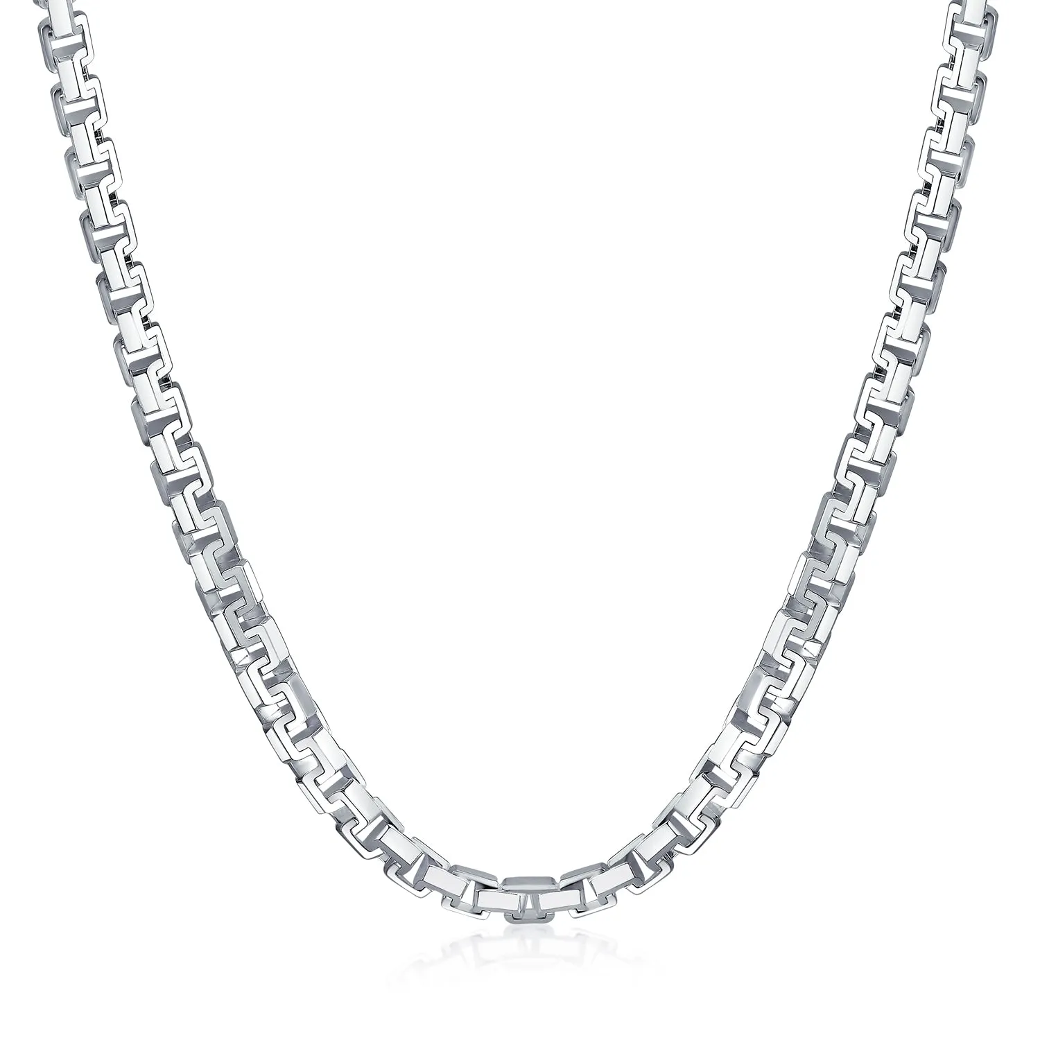 Heavy Solid .925 Sterling Silver Franco Square Link Gauge Necklace For Men