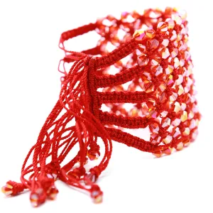 Helios: Red Woven in Thread w/Crystals Bracelet