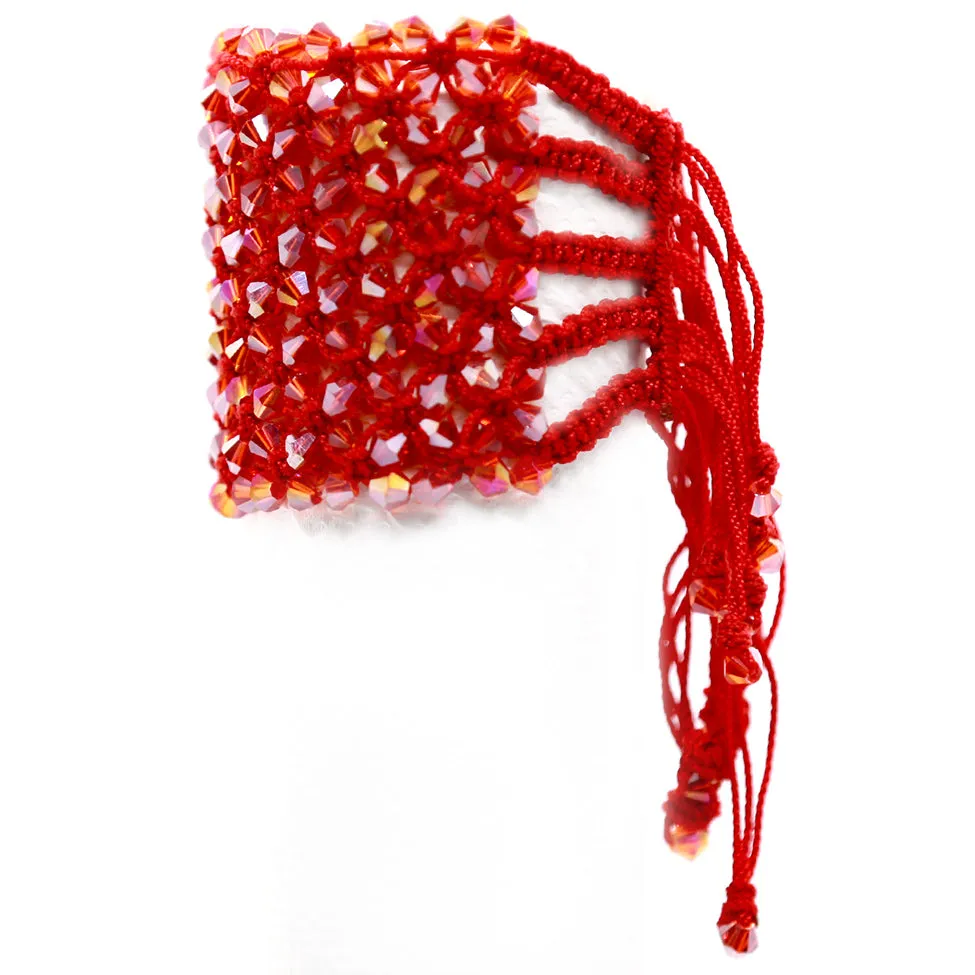 Helios: Red Woven in Thread w/Crystals Bracelet