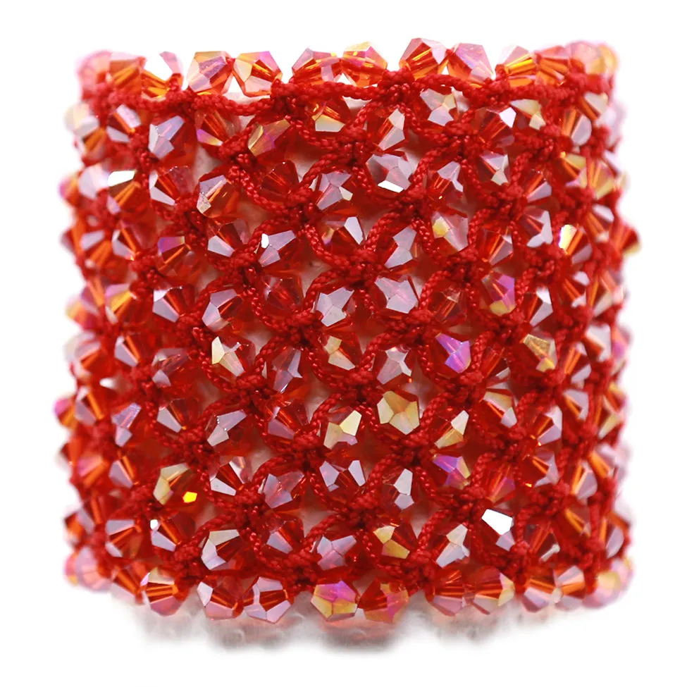 Helios: Red Woven in Thread w/Crystals Bracelet