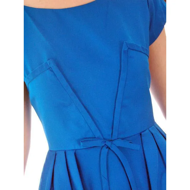 Hello, Tomorrow 1950s Party Dress / MCM /Electric Blue 50s Cocktail  Wiggle Dress  Peplum Hobble Dress S