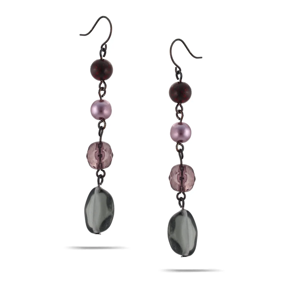 HEMATTE SMOKEY BEADS DROP EARRINGS #E12733 HEM BLK (TA3/ShowRoom)