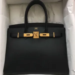 Hermès Birkin 30 Noir (Black) Epsom Gold Hardware GHW