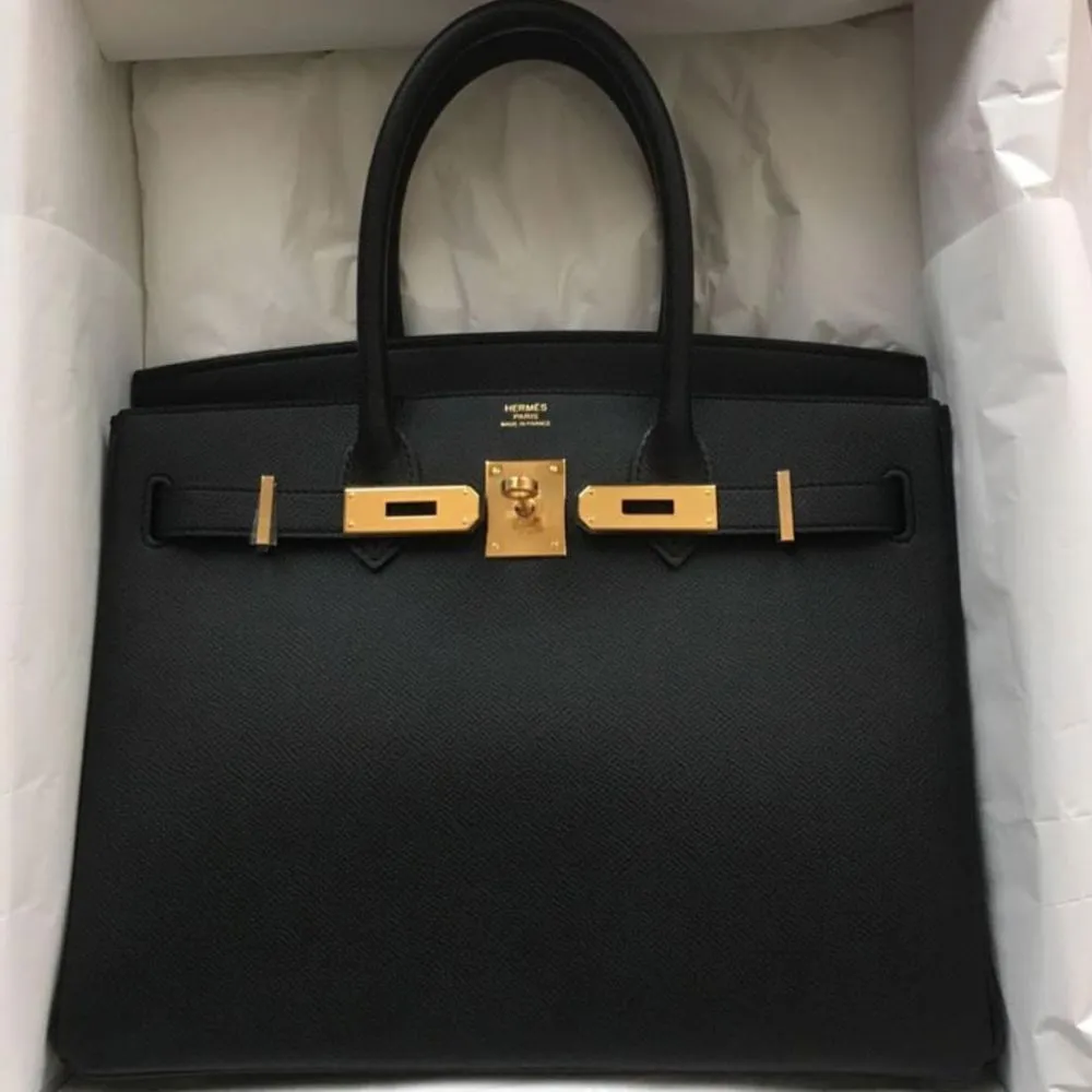 Hermès Birkin 30 Noir (Black) Epsom Gold Hardware GHW