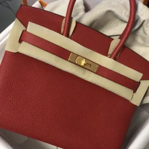 Hermès Birkin 30 Rouge Casaque Taurillon Clemence Gold Hardware GHW