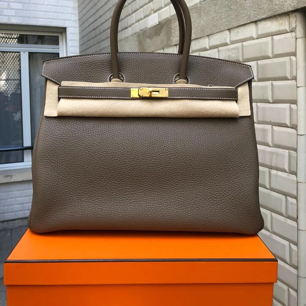Hermès Birkin 35 Etoupe Taurillon Clemence Gold Hardware GHW