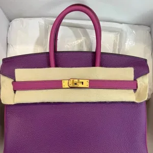 Hermès Birkin HSS 25 Anemone/Rose Pourpre Togo Brushed Gold Hardware BGHW