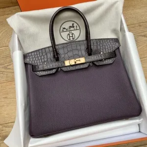 Hermès Birkin Limited Edition 30 Raisin/Prunoir Touch Alligator Togo Rose Gold Hardware RGHW