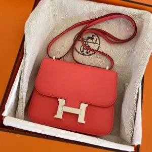 Hermès Constance 18 Rose Texas Chevre Mysore Palladium Hardware PHW