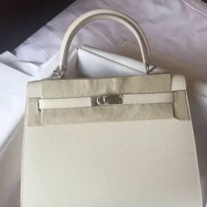 Hermès Kelly 25 Craie Sellier Epsom Palladium Hardware PHW