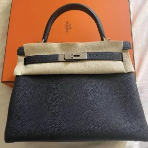 Hermès Kelly 28 Bleu Nuit Togo Palladium Hardware PHW