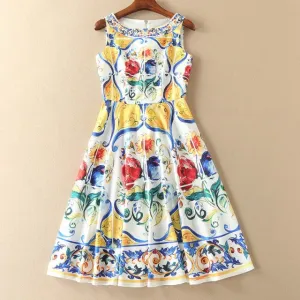 High Quality Beach Printed Vest Dress