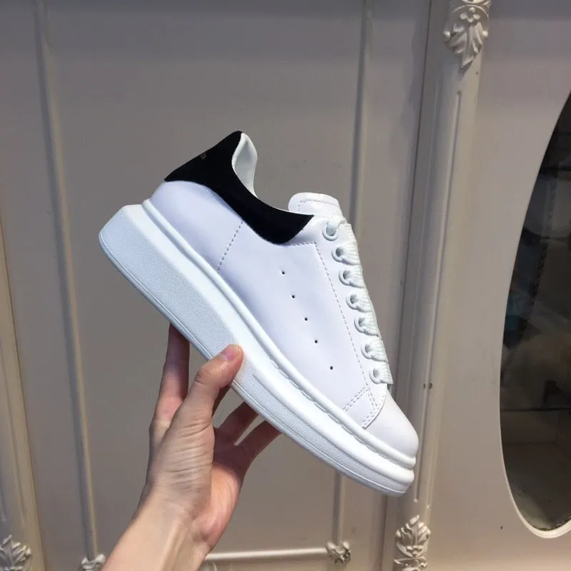 High Quality Women  White Shoes Size 34-44 Spring Lovers Genuine Leather flats shoes Women White Casual Shoes Alaxander