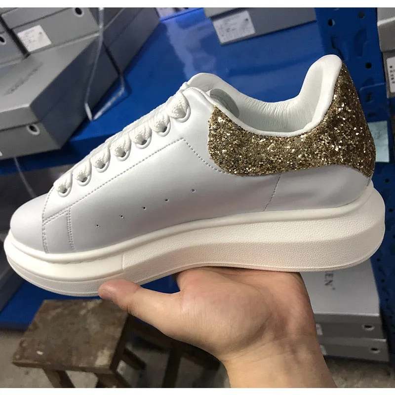 High Quality Women  White Shoes Size 34-44 Spring Lovers Genuine Leather flats shoes Women White Casual Shoes Alaxander
