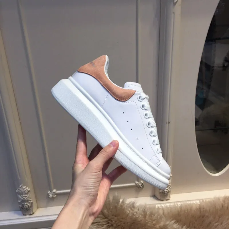 High Quality Women  White Shoes Size 34-44 Spring Lovers Genuine Leather flats shoes Women White Casual Shoes Alaxander