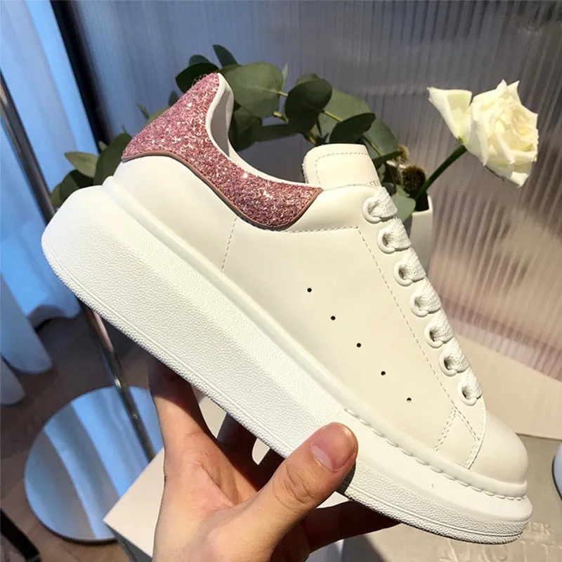 High Quality Women  White Shoes Size 34-44 Spring Lovers Genuine Leather flats shoes Women White Casual Shoes Alaxander