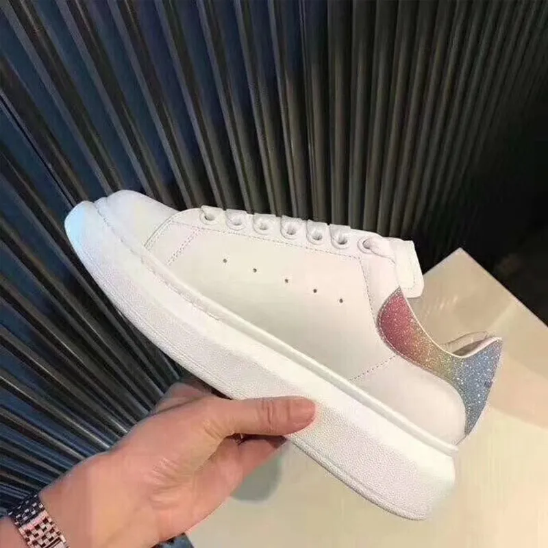 High Quality Women  White Shoes Size 34-44 Spring Lovers Genuine Leather flats shoes Women White Casual Shoes Alaxander