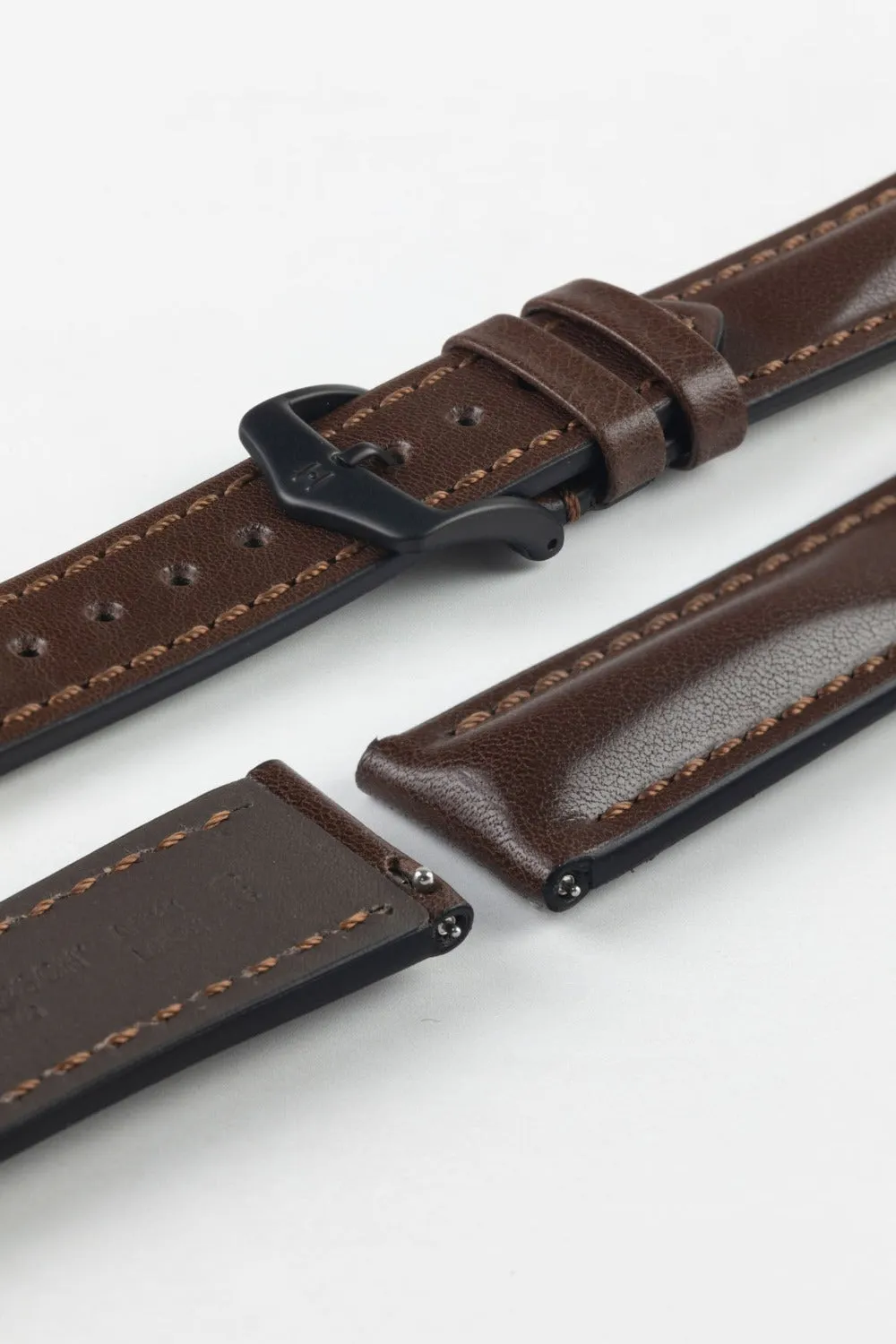 Hirsch LUCCA Tuscan Leather Watch Strap in BROWN