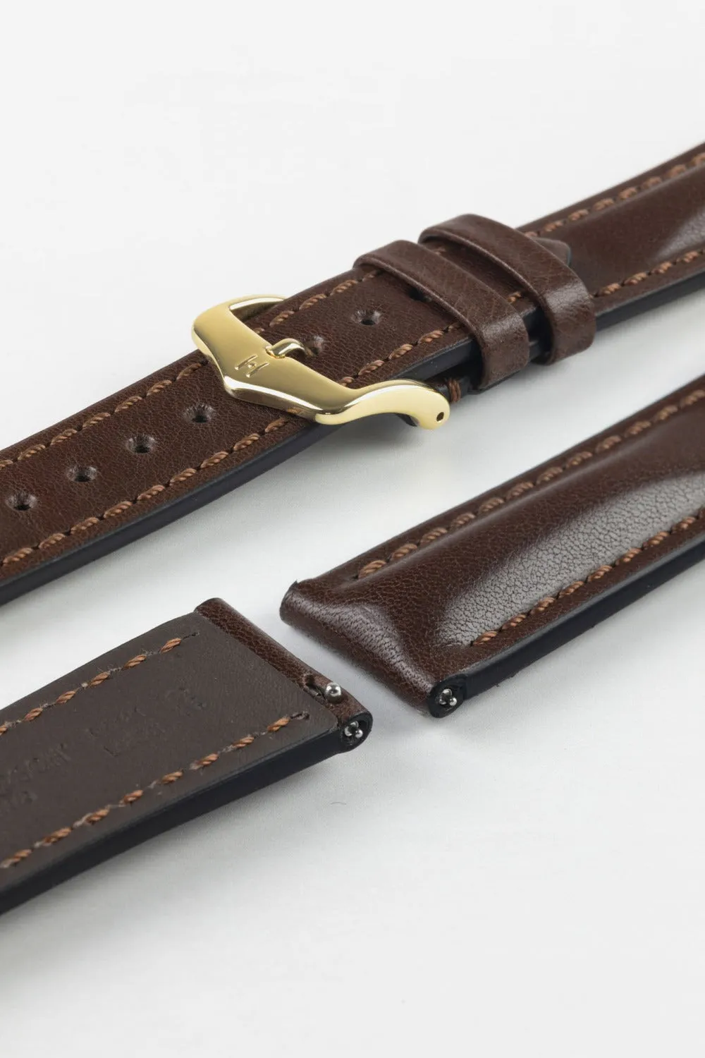 Hirsch LUCCA Tuscan Leather Watch Strap in BROWN