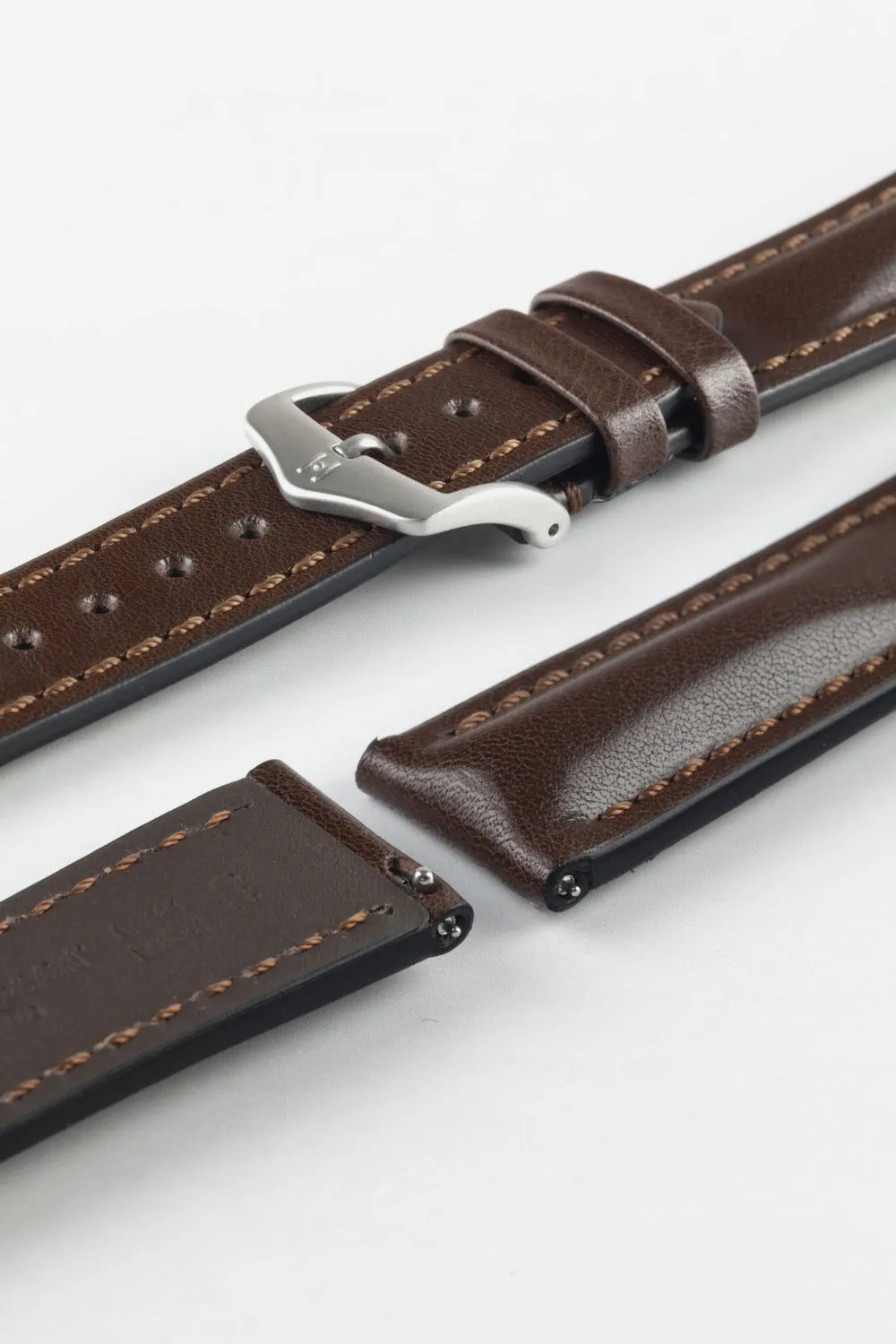 Hirsch LUCCA Tuscan Leather Watch Strap in BROWN