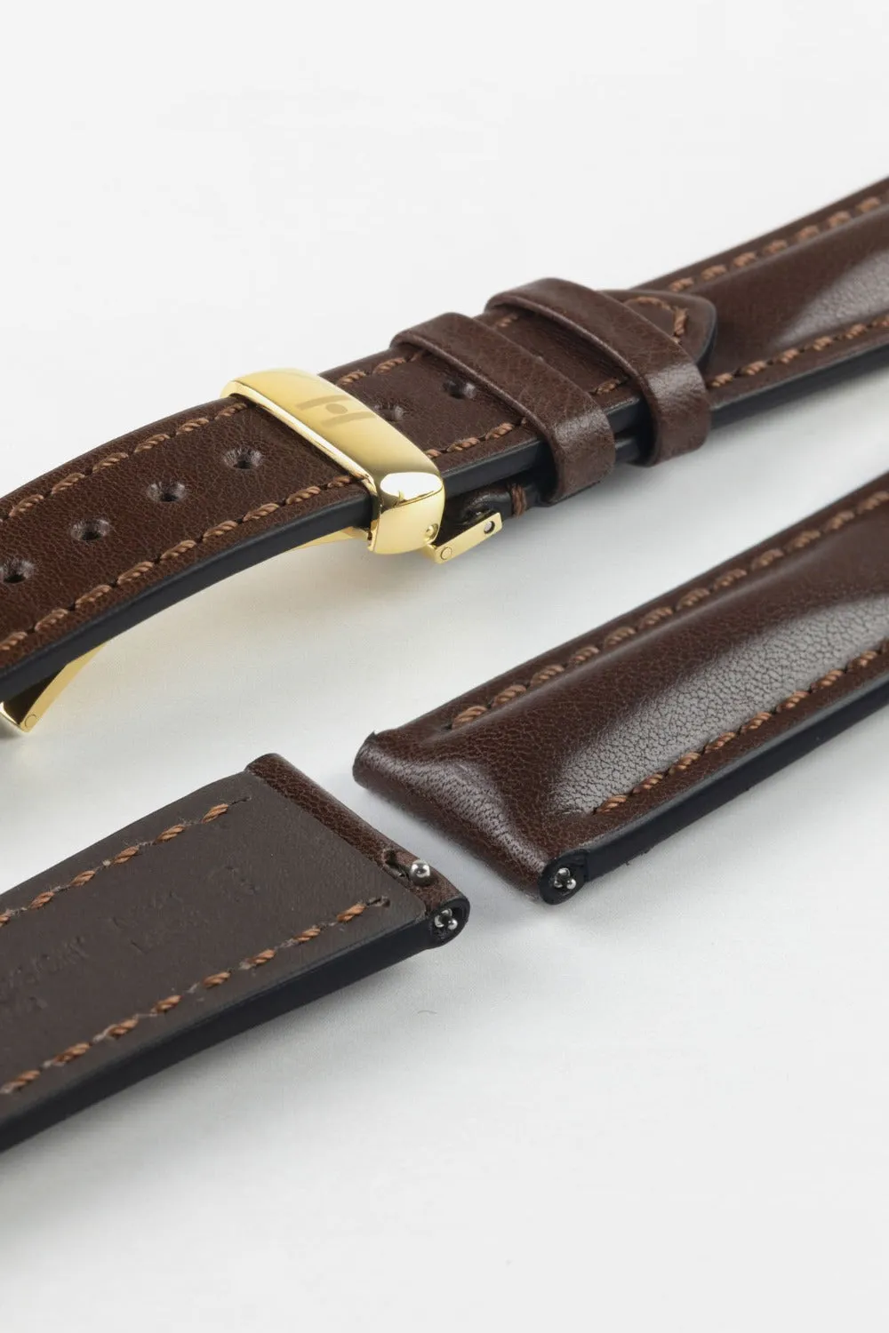 Hirsch LUCCA Tuscan Leather Watch Strap in BROWN