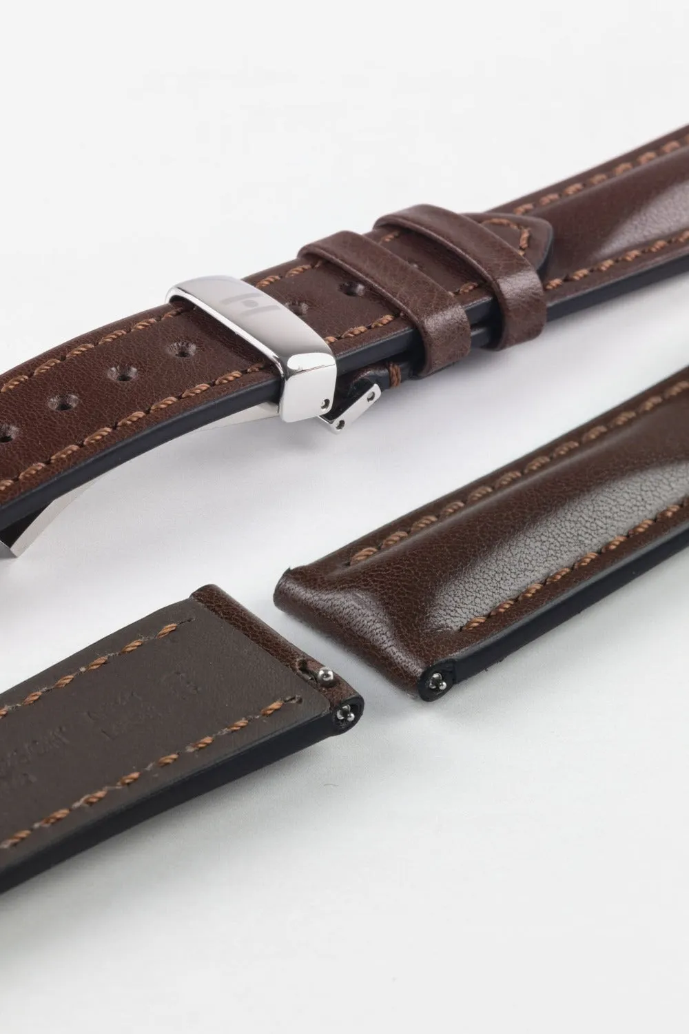 Hirsch LUCCA Tuscan Leather Watch Strap in BROWN