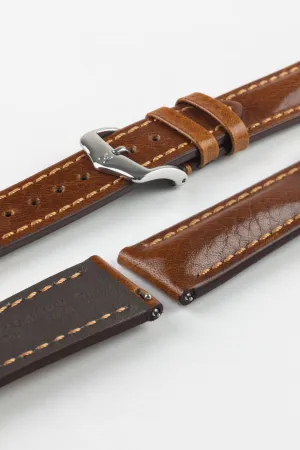Hirsch LUCCA Tuscan Leather Watch Strap in GOLD BROWN