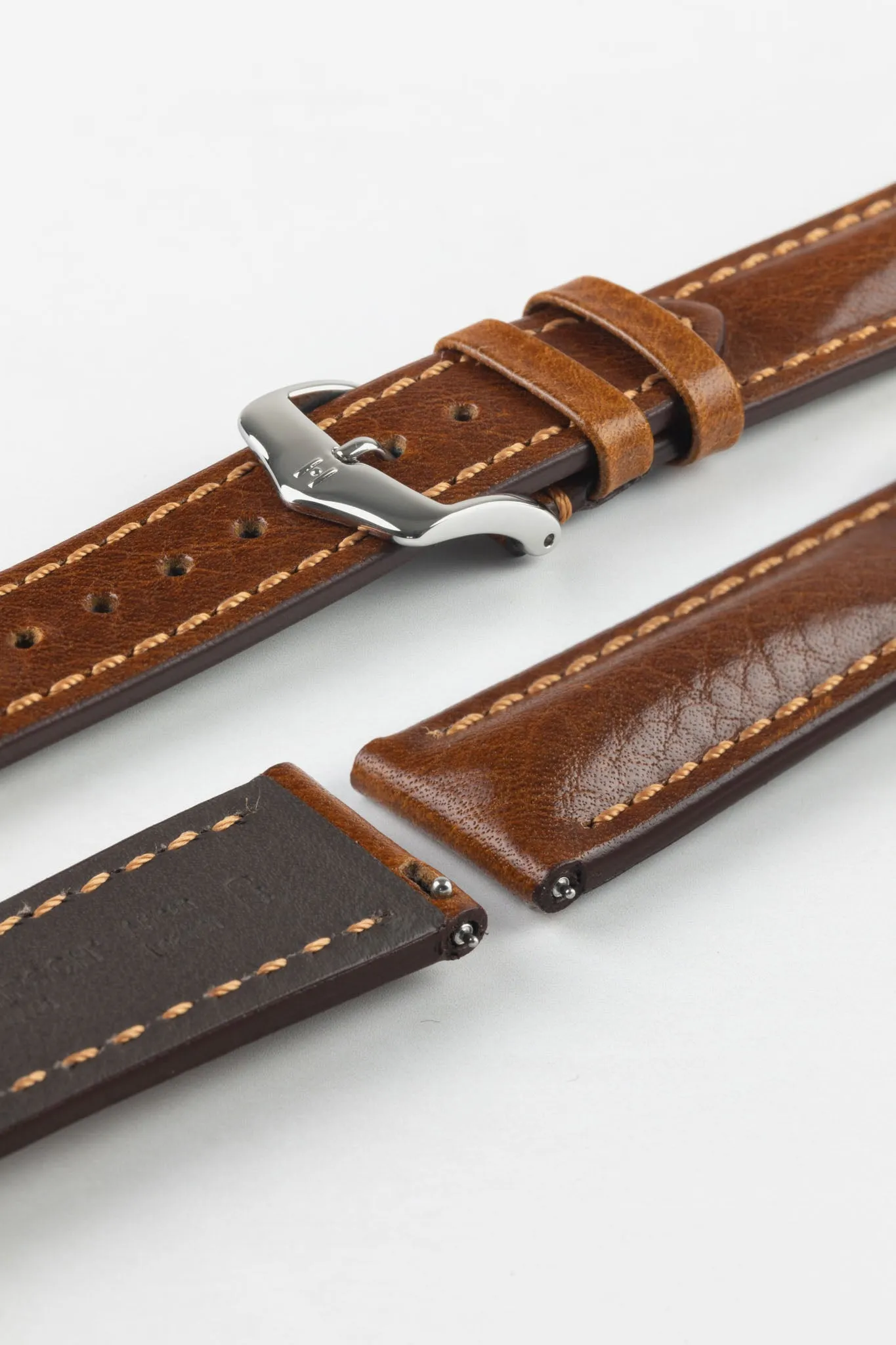 Hirsch LUCCA Tuscan Leather Watch Strap in GOLD BROWN