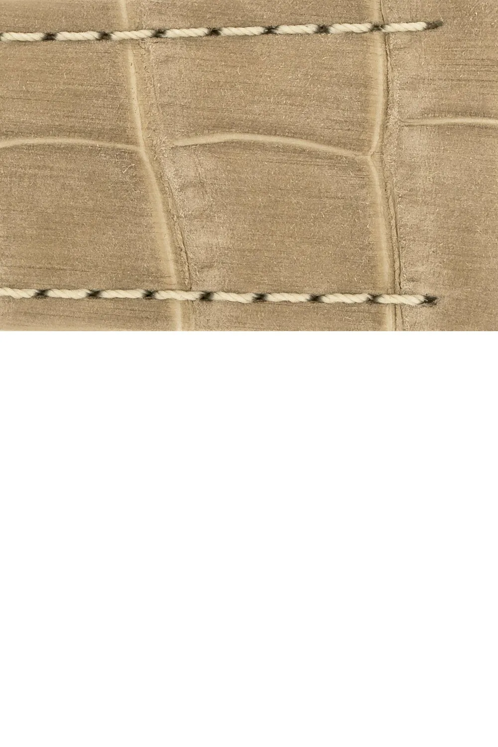 Hirsch TRITONE Nubuck Alligator Leather Watch Strap in BEIGE with WHITE Stitching
