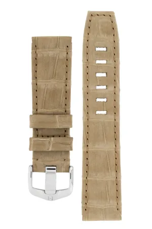 Hirsch TRITONE Nubuck Alligator Leather Watch Strap in BEIGE