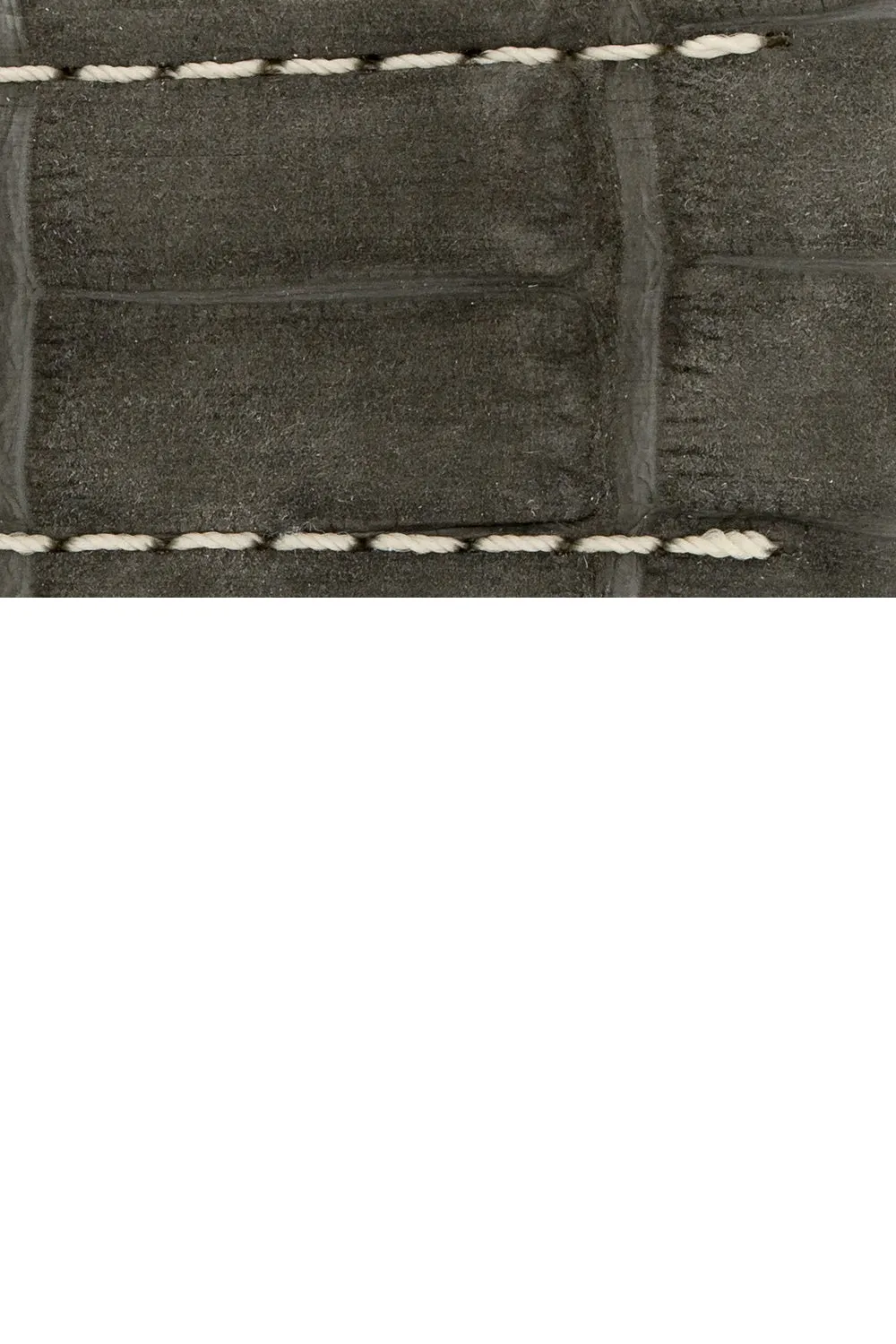 Hirsch TRITONE Nubuck Alligator Leather Watch Strap in BLACK With WHITE Stitching