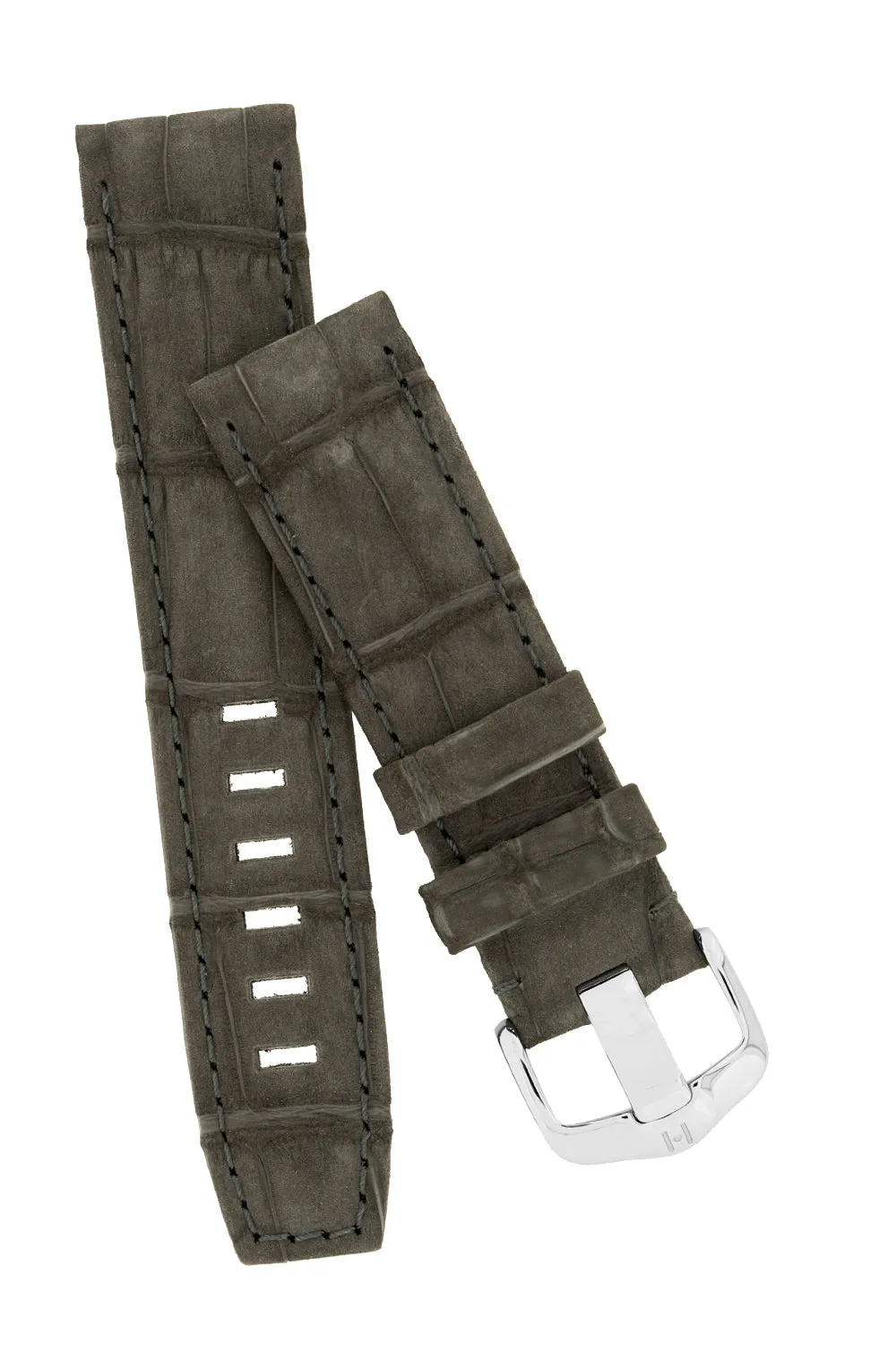 Hirsch TRITONE Nubuck Alligator Leather Watch Strap in BLACK