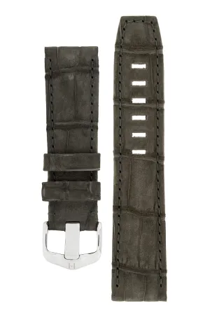 Hirsch TRITONE Nubuck Alligator Leather Watch Strap in BLACK