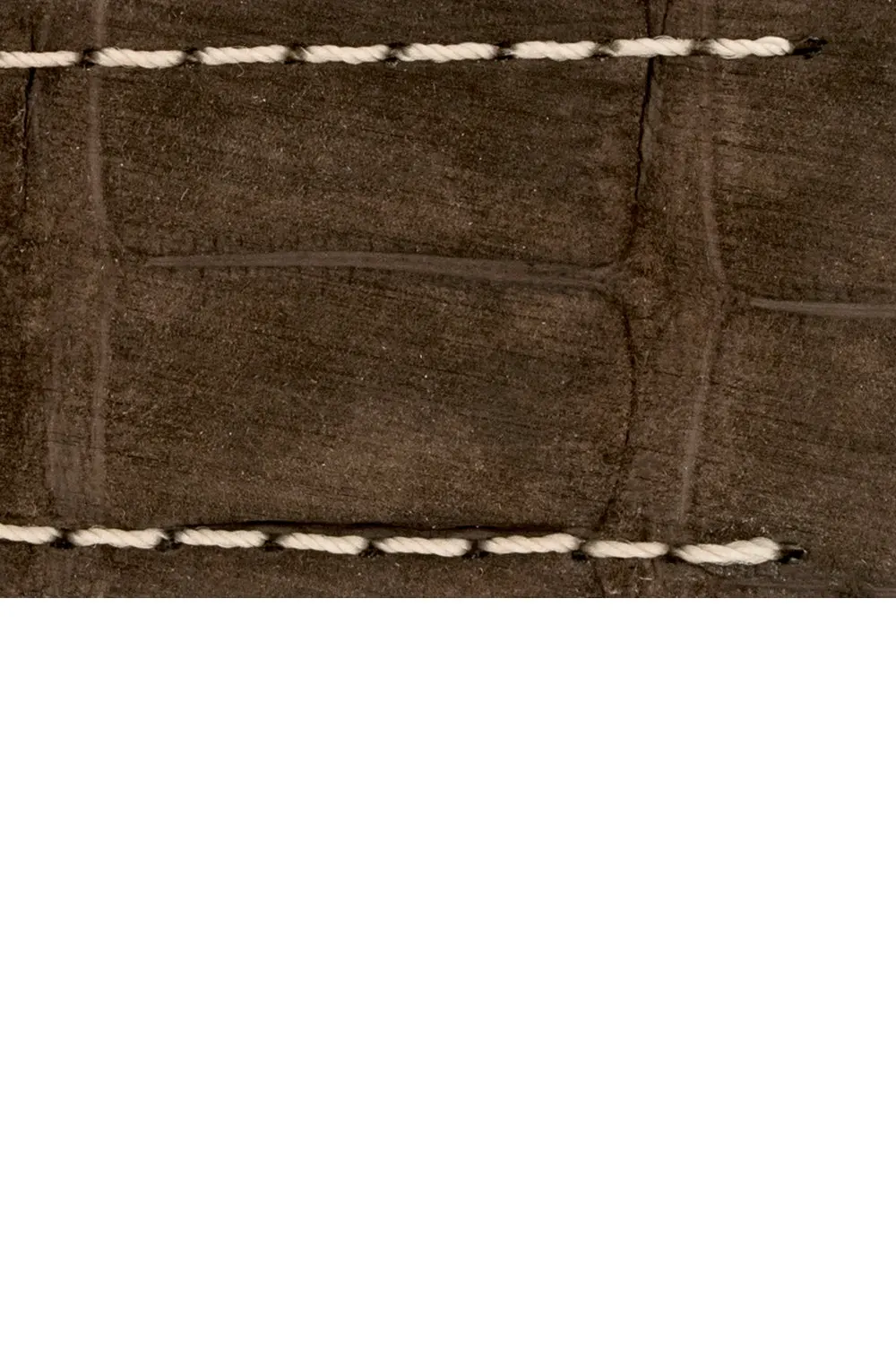Hirsch TRITONE Nubuck Alligator Leather Watch Strap in BROWN With WHITE Stitching