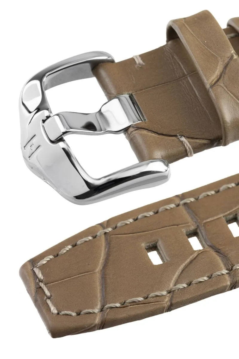 Hirsch TRITONE Padded Alligator Leather Watch Strap in BEIGE