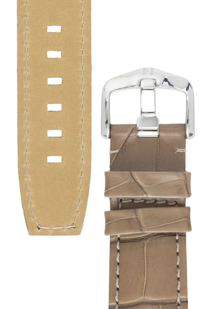 Hirsch TRITONE Padded Alligator Leather Watch Strap in BEIGE