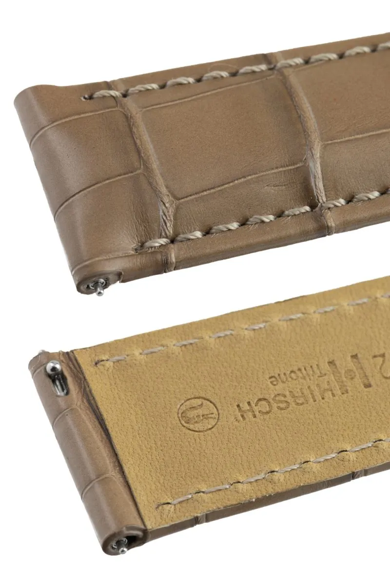 Hirsch TRITONE Padded Alligator Leather Watch Strap in BEIGE