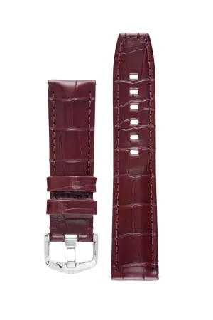 Hirsch TRITONE Padded Alligator Leather Watch Strap in BURGUNDY