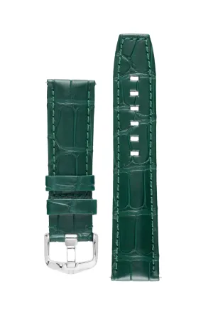 Hirsch TRITONE Padded Alligator Leather Watch Strap in DARK GREEN