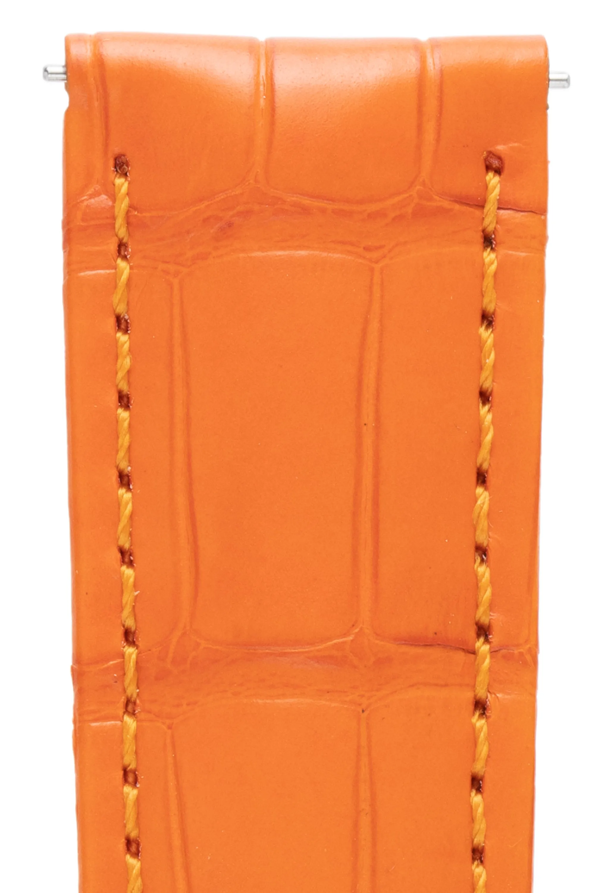 Hirsch TRITONE Padded Alligator Leather Watch Strap in ORANGE