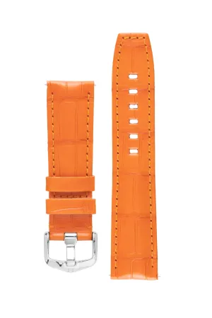 Hirsch TRITONE Padded Alligator Leather Watch Strap in ORANGE