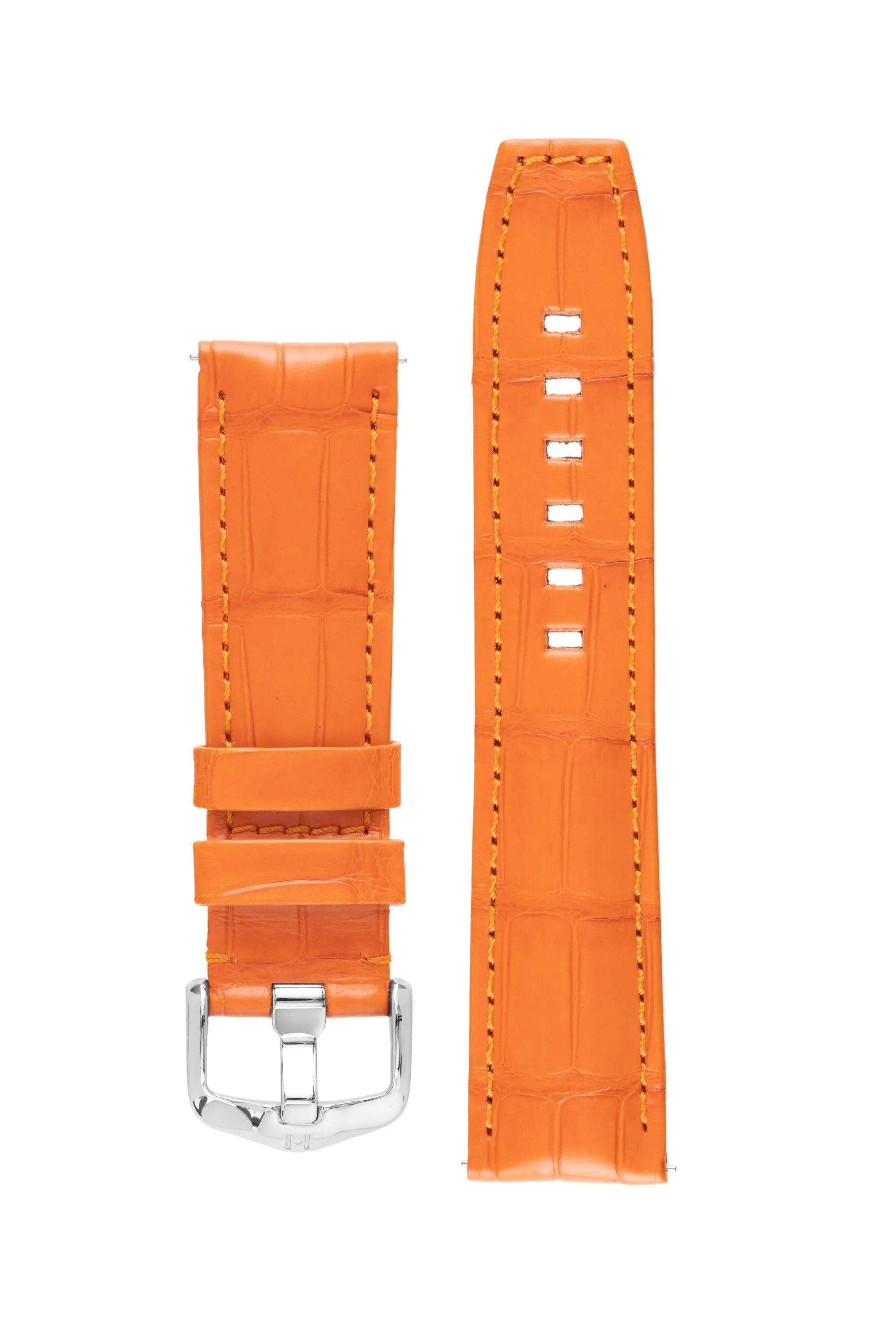 Hirsch TRITONE Padded Alligator Leather Watch Strap in ORANGE