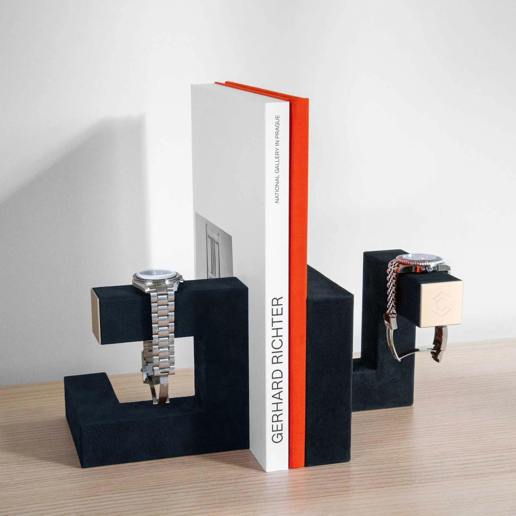 HUDSON DUO WATCH STAND - NAVY-TEAL / CHAMPAGNE