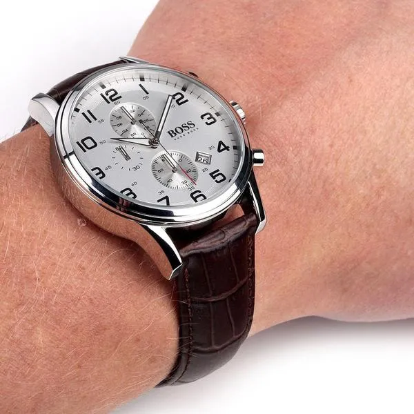 Hugo Boss Aeroliner Chronograph Silver Dial Men's Watch 1512447
